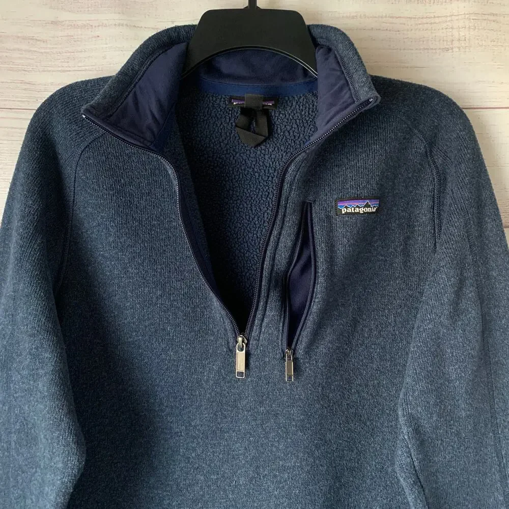Patagonia Men's Better Sweater 1/4 Zip Fleece Pullover Jacket Navy Blue Size S